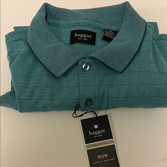 Haggar Men's Aqua Polo Shirt - Picture 9 of 10